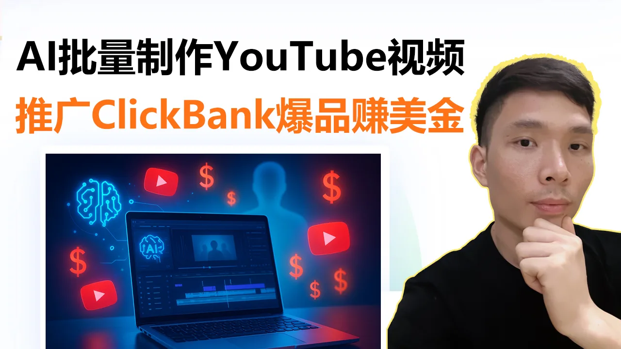 用AI批量制作YouTube视频，零广告成本推广ClickBank爆品赚美金